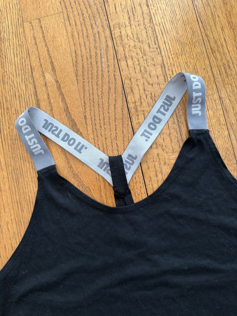 Nike Dri-FIT Black Racerback Tank Top Gray Just Do It Straps XS Athletic Workout - Picture 3 of 5
